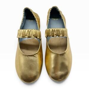 NIB Francis Valentine Eloise Ballet Flats Size 6.5 Platino Gold